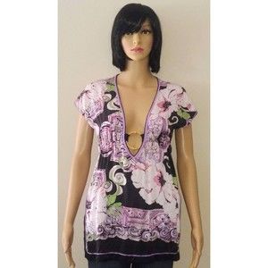 Womens Bebe XXS Multicolor 100% Silk Blouse